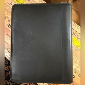 Coach Vintage Black Leather/Suede Padfolio Portfolio Zip Around 13.5 in x 11 in.